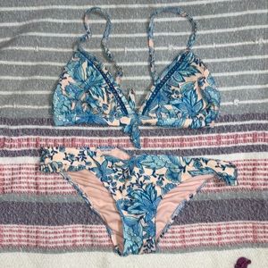 pink and blue flirt bikini set
